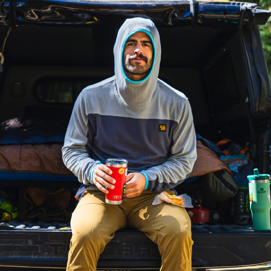 Unisex Verve Grid Fleece Hoodie in Ash