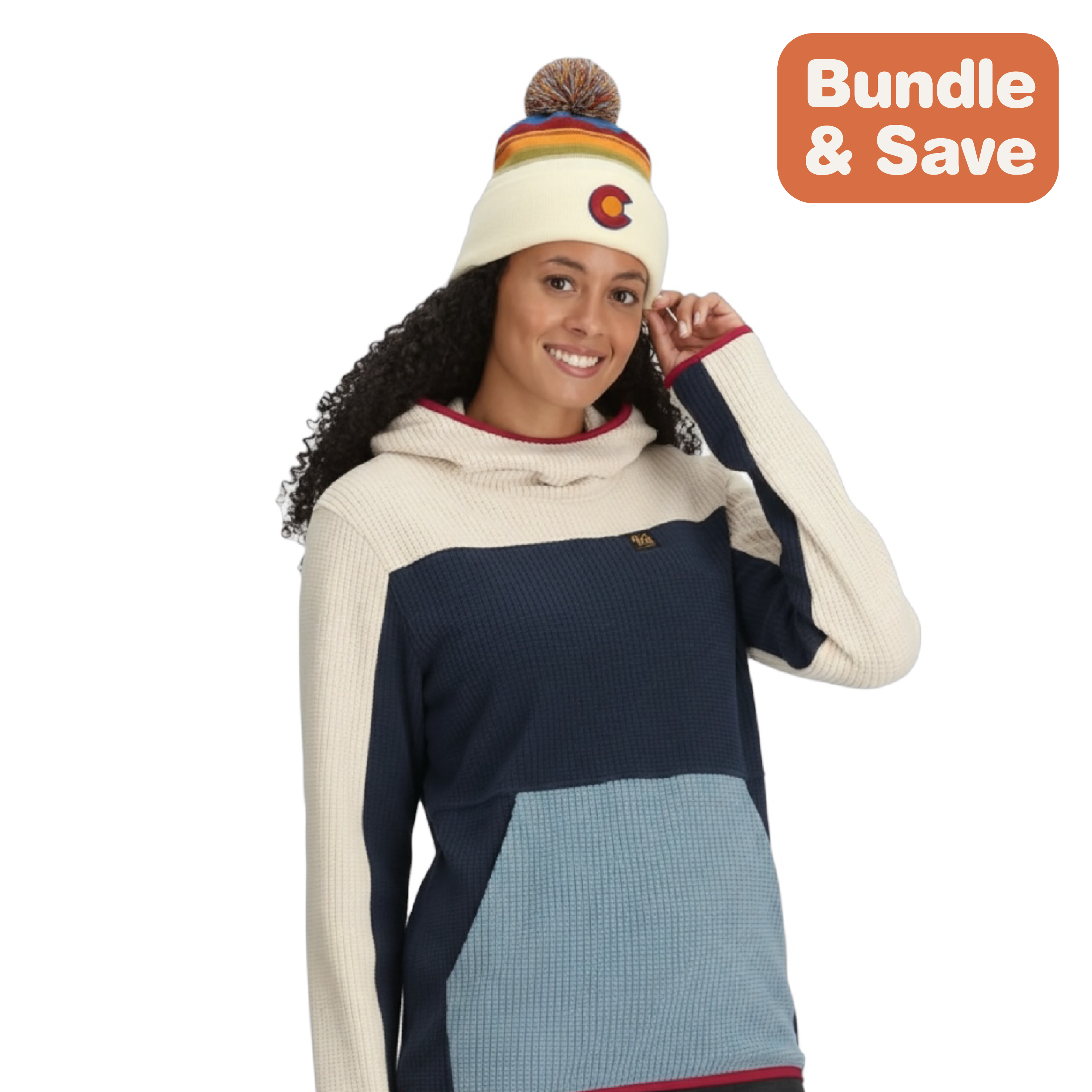 Grid Fleece Hoodie in Alpine and PeakLine Beanie Bundle