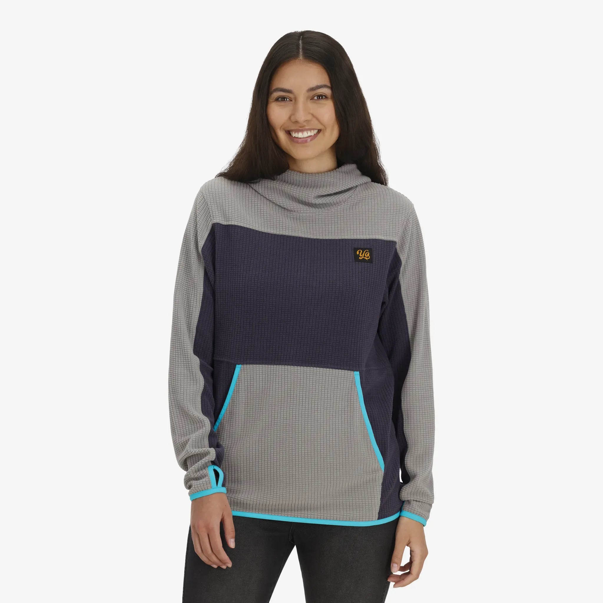 Unisex Verve Grid Fleece Hoodie in Ash