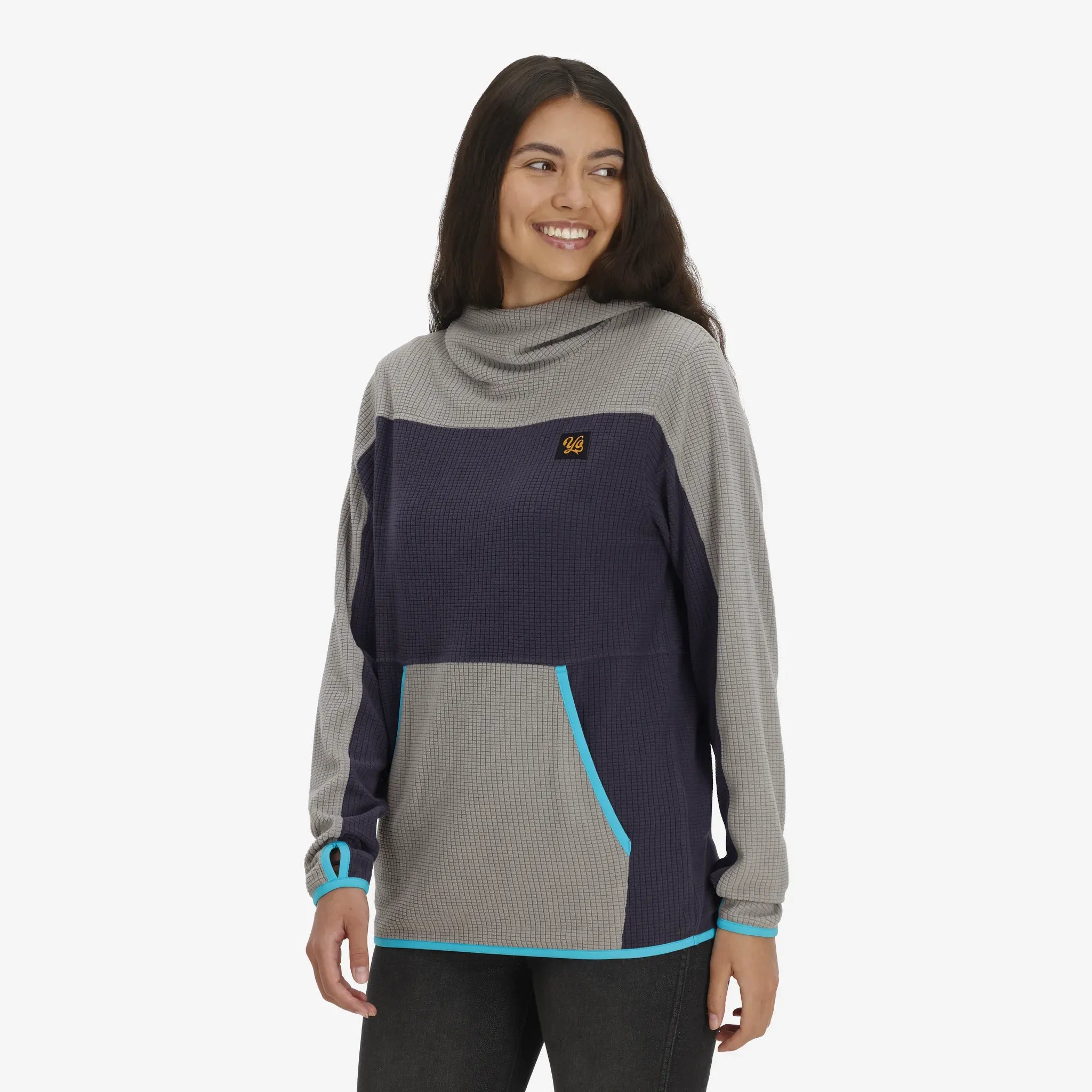 Unisex Verve Grid Fleece Hoodie in Ash