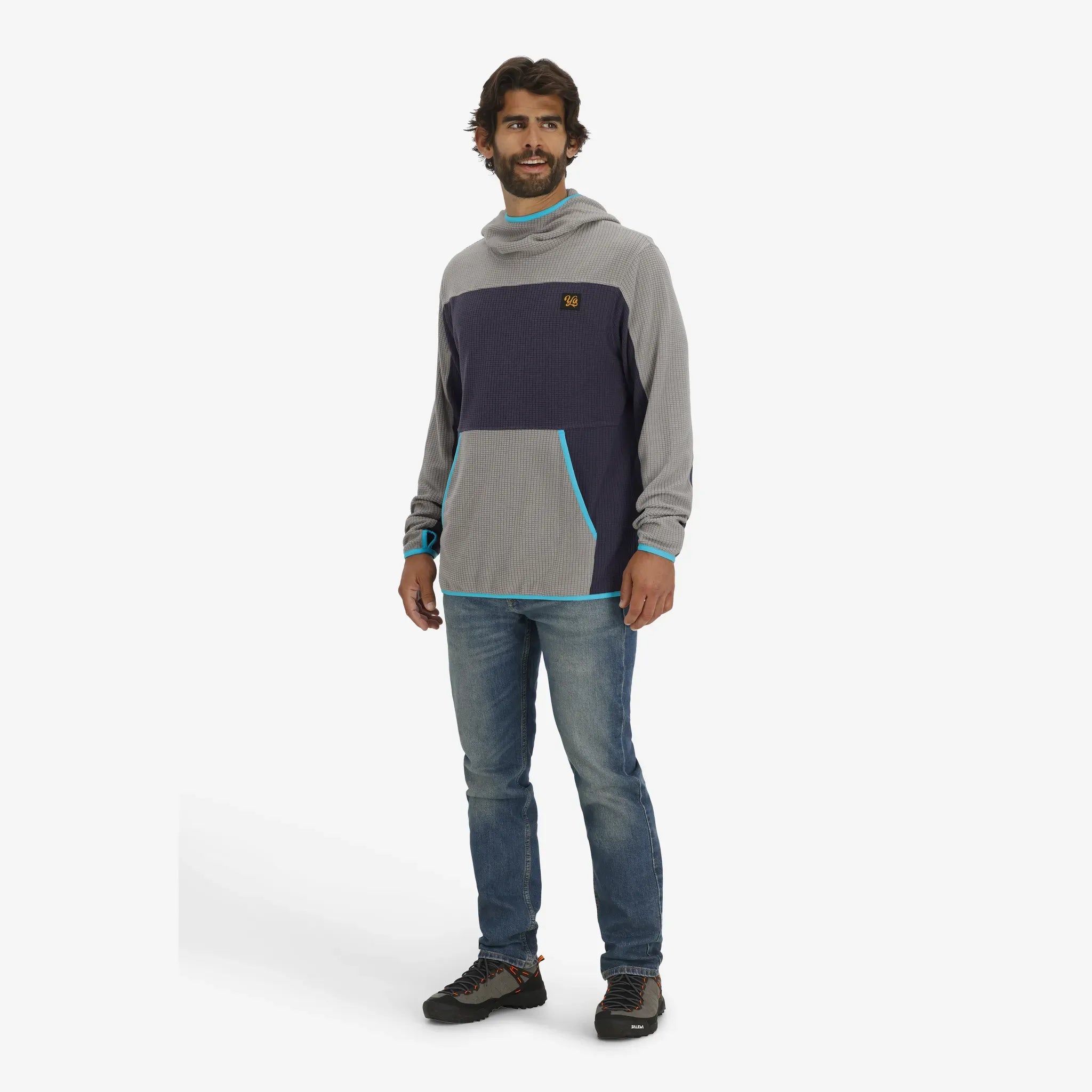 Unisex Verve Grid Fleece Hoodie in Ash