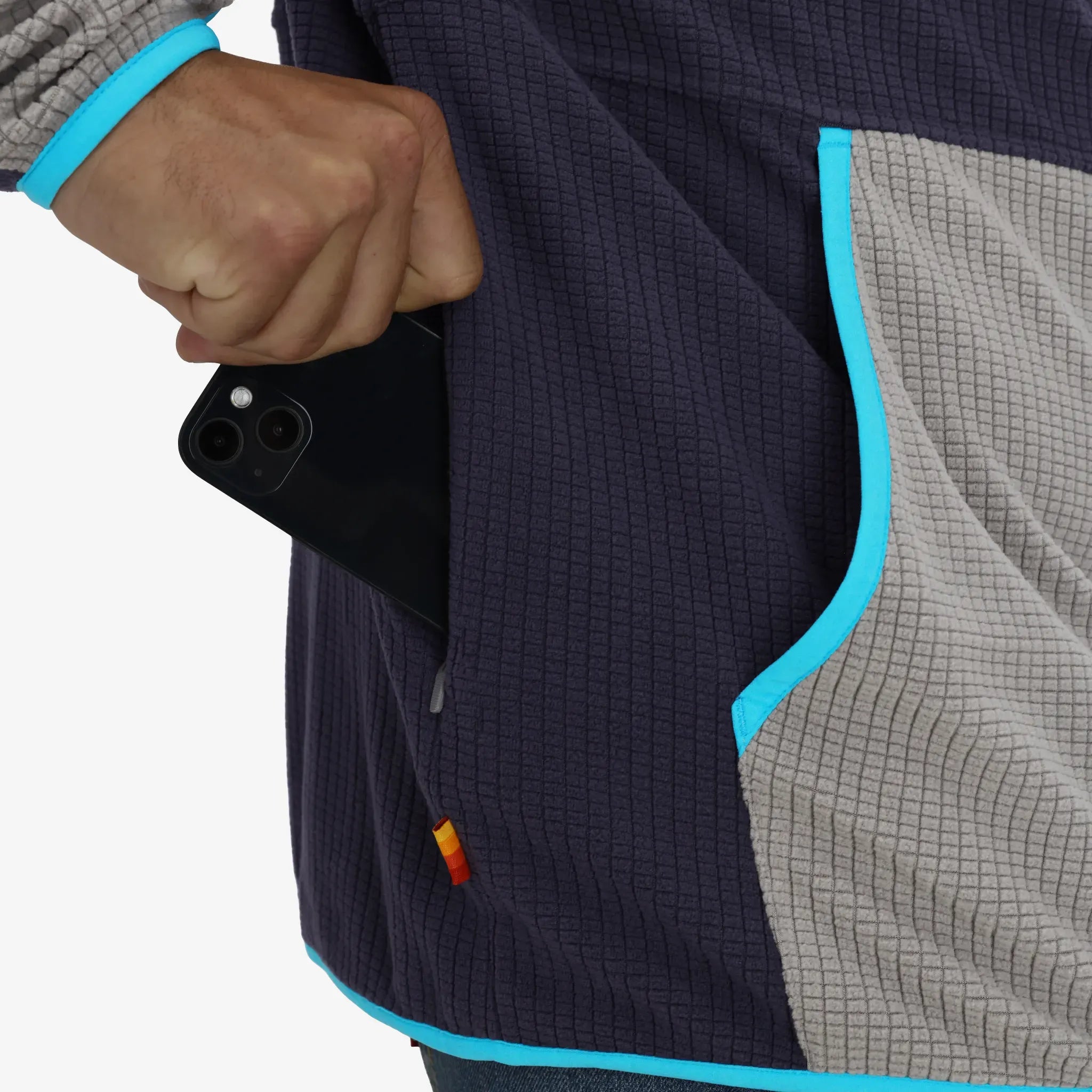 Unisex Verve Grid Fleece Hoodie in Ash
