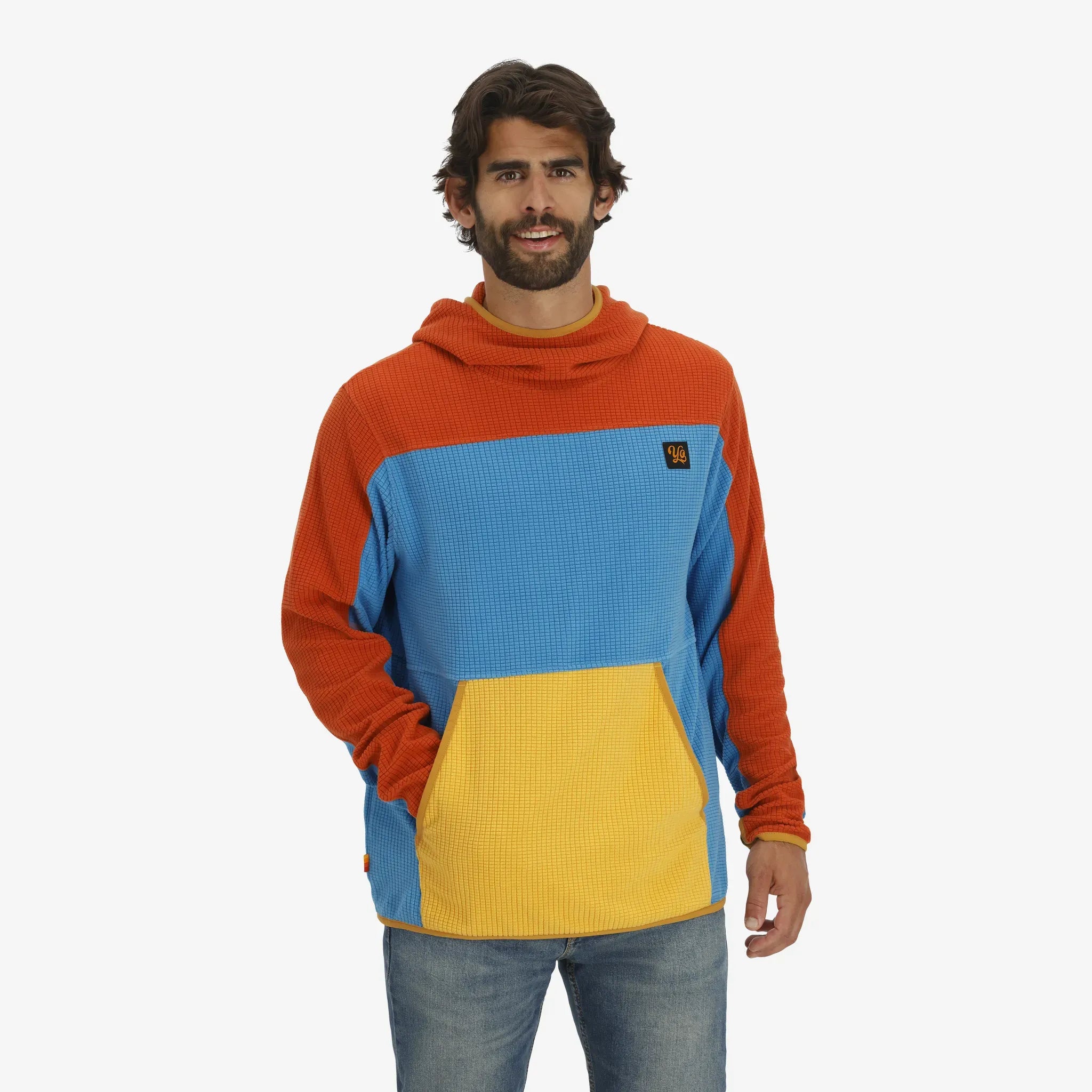 Unisex Verve Grid Fleece Hoodie in SunDown