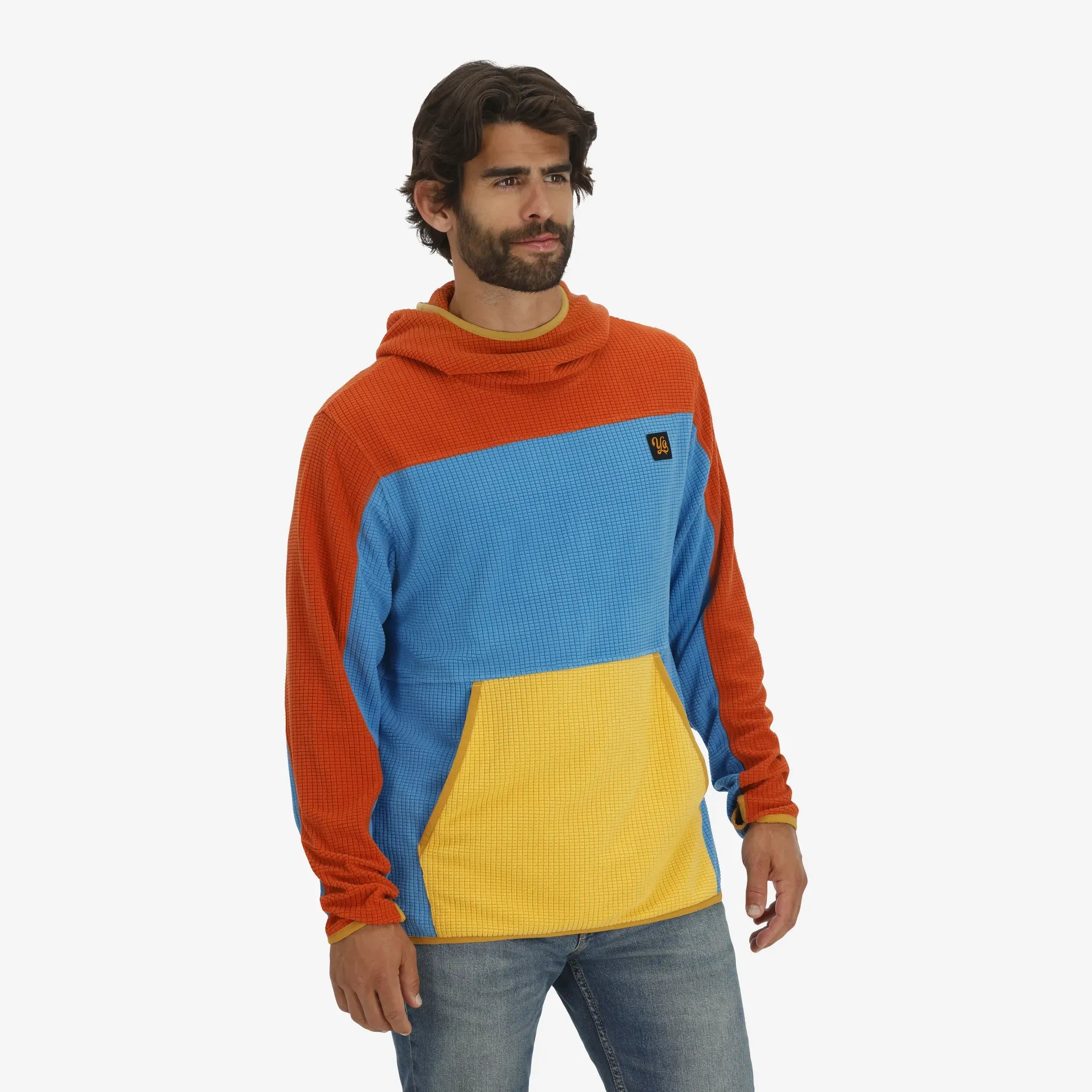 Unisex Verve Grid Fleece Hoodie in SunDown