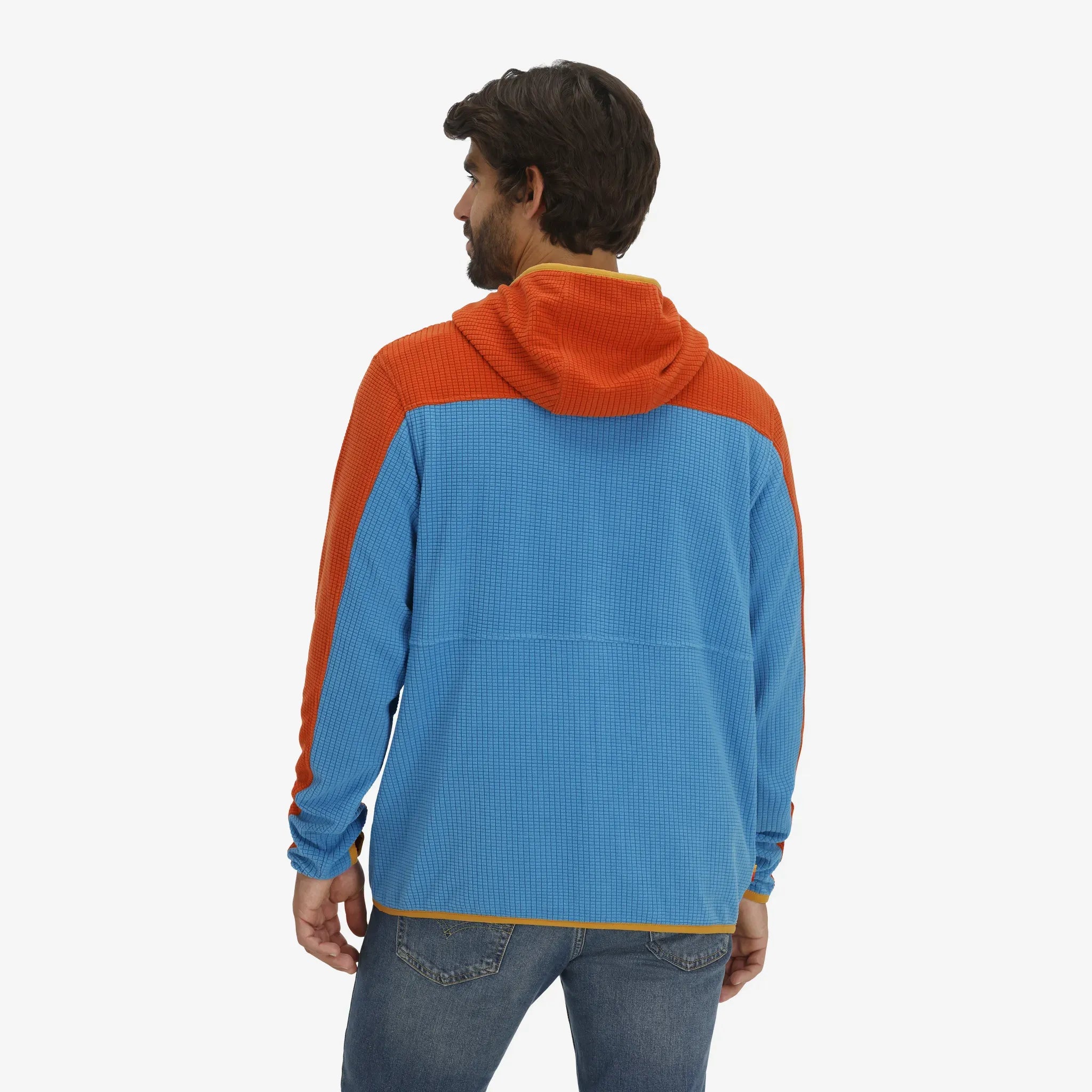 Unisex Verve Grid Fleece Hoodie in SunDown