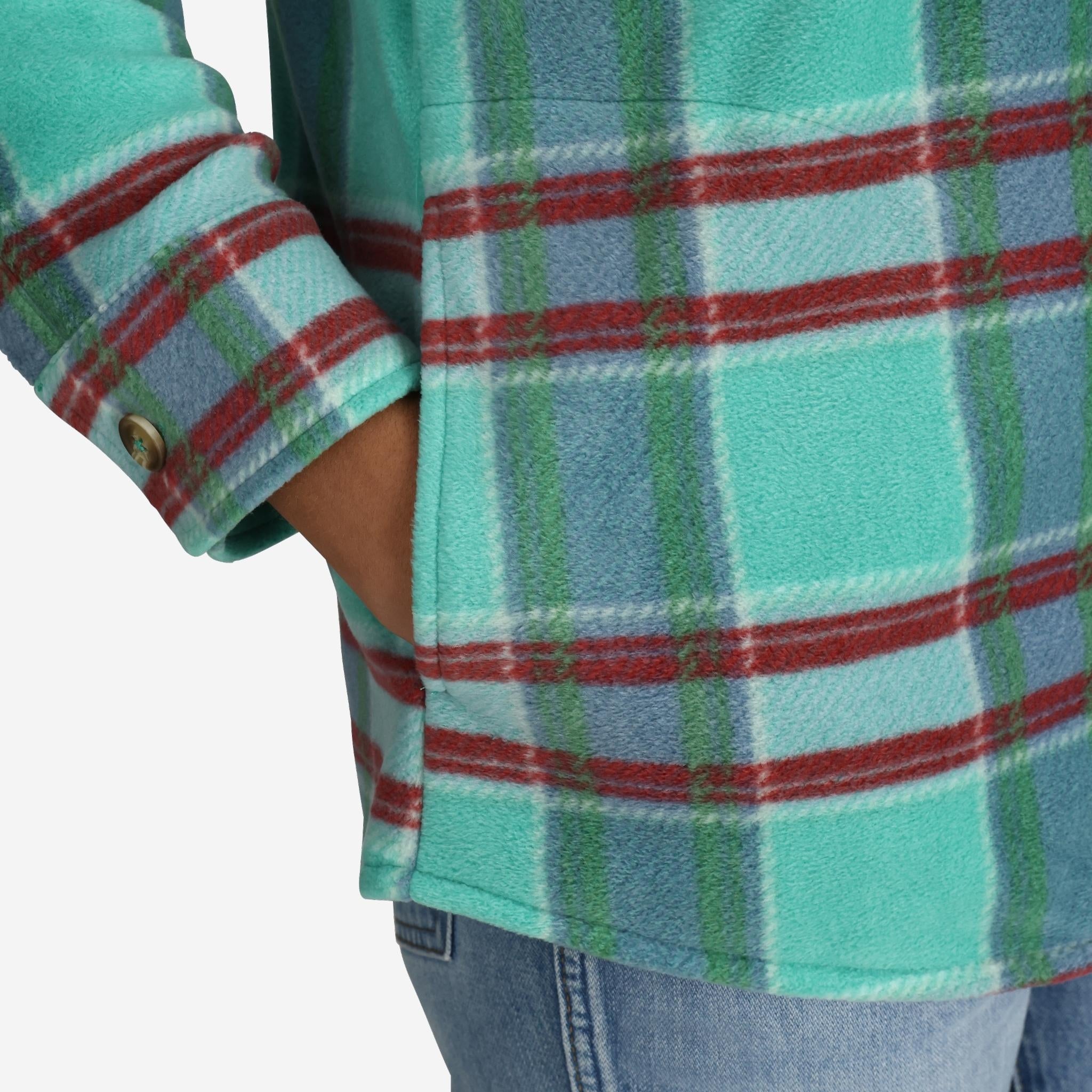 Women's Glenwood Plaid Fleece Button Up in Turquoise