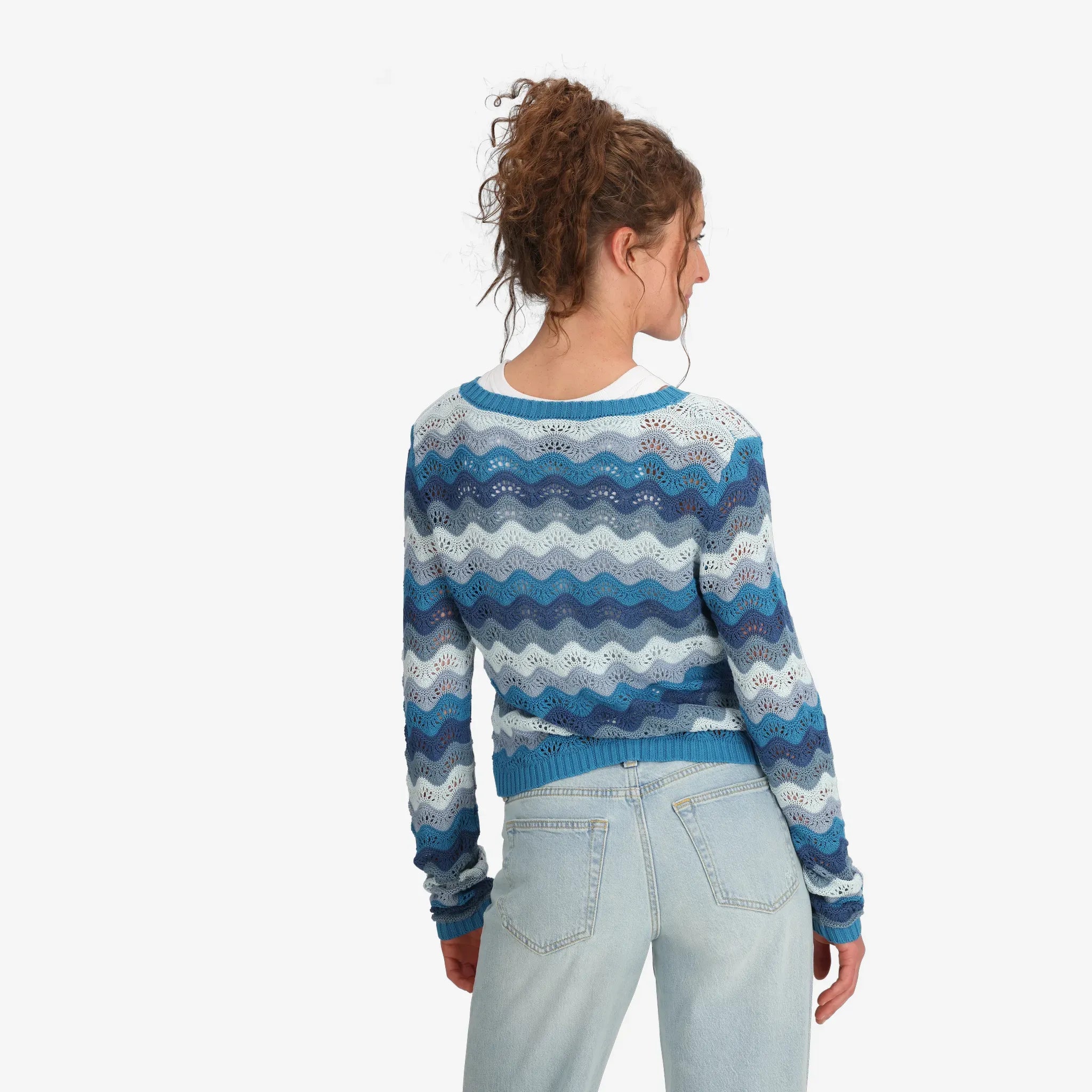 Women's SunLoop Open-Knit Sweater in Lake
