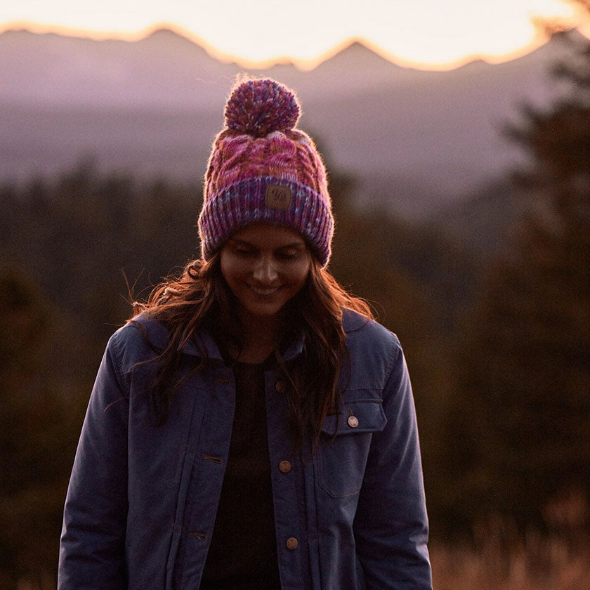 Yurt Pom Beanie in Coral