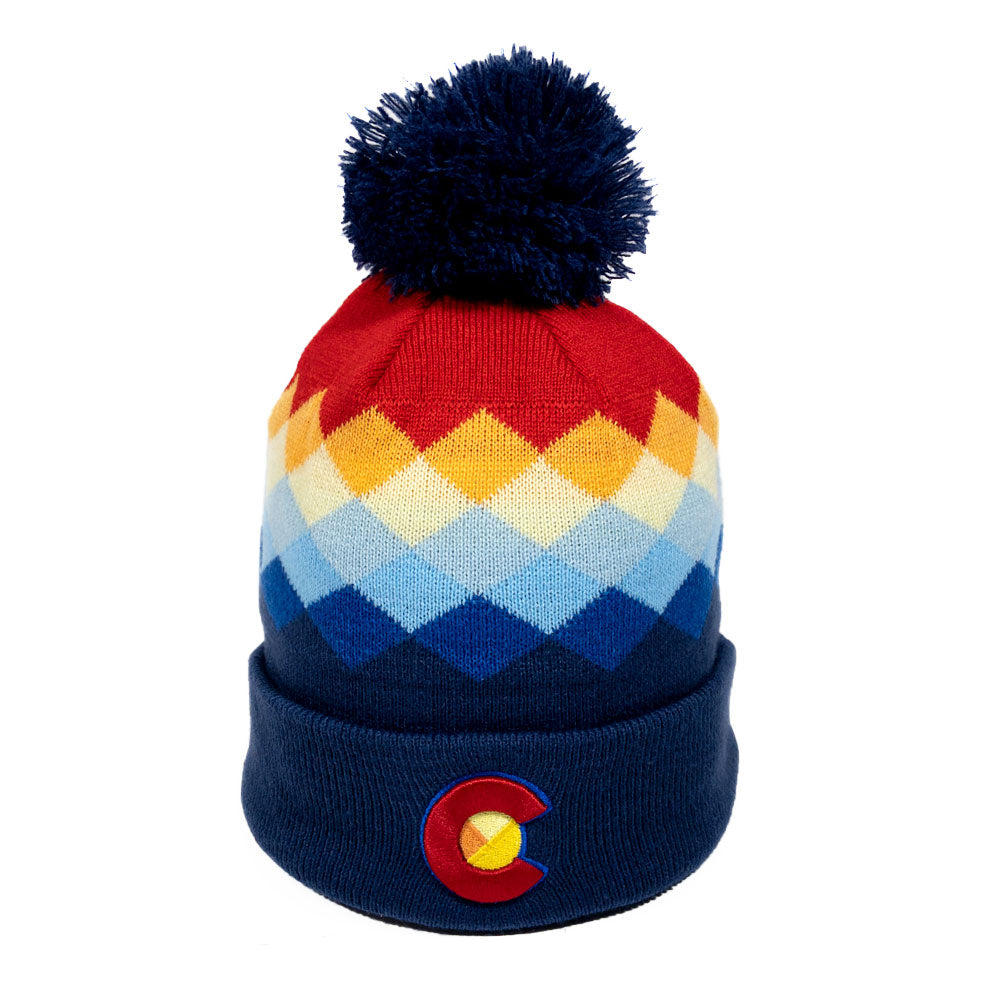 Argyle Trapper Hat Beanie Argyle Colorado Mountain Rainbow Beanie | YoColorado main image 4
