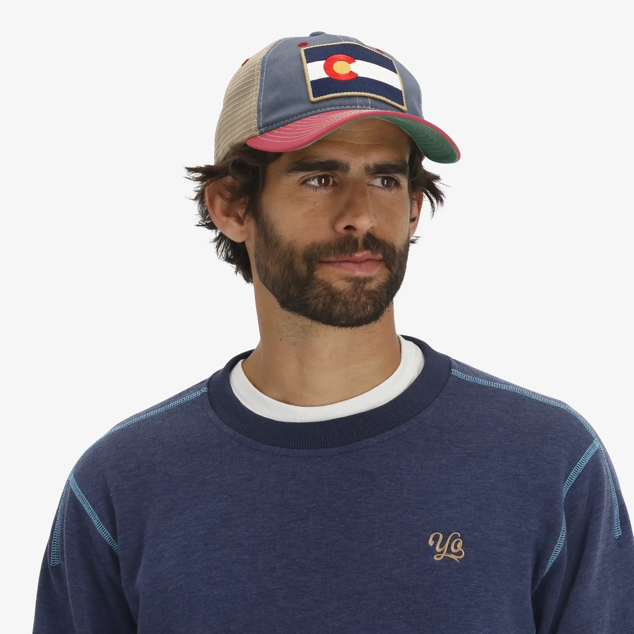 Vintage Denim Flag Patch Trucker Hat