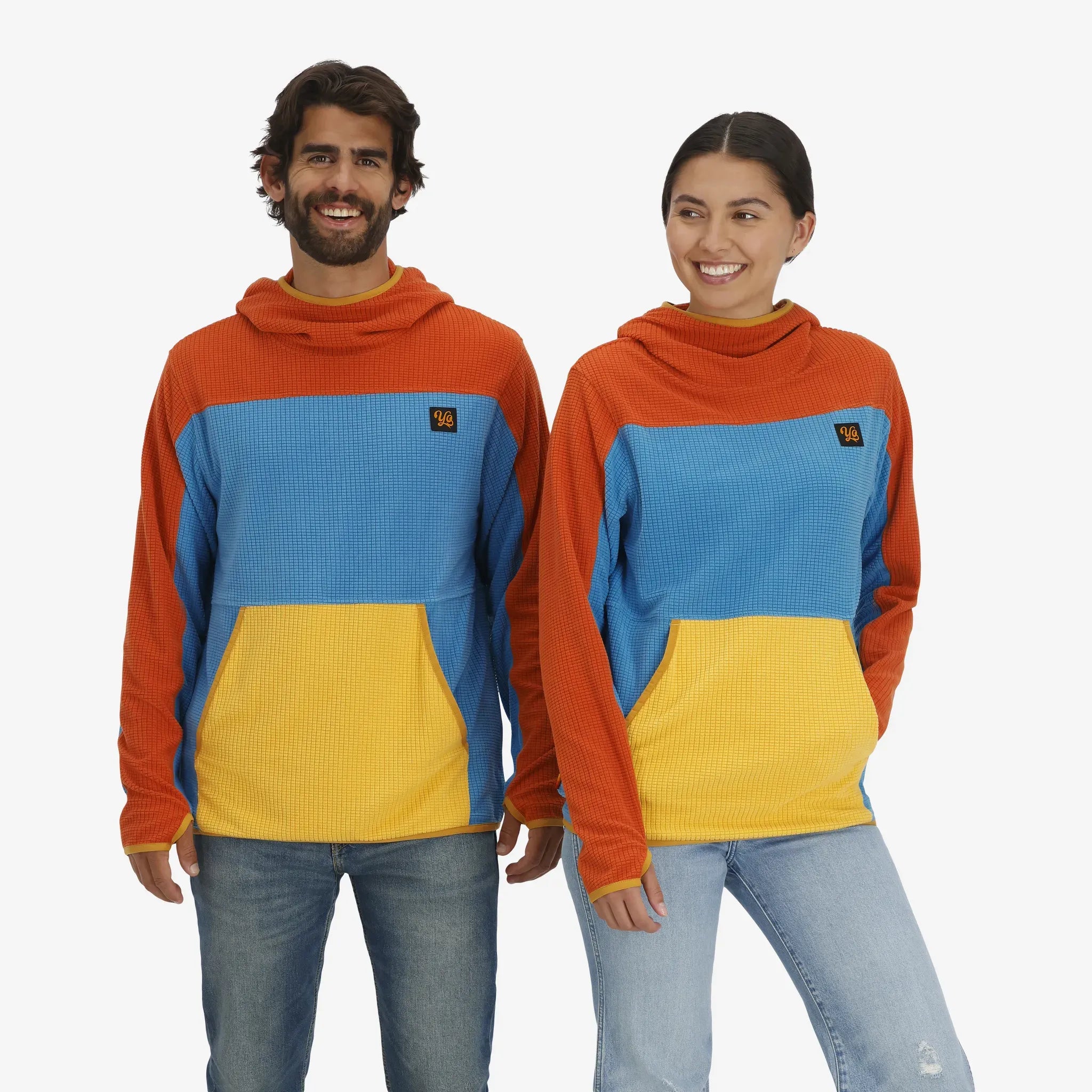 Unisex Verve Grid Fleece Hoodie in SunDown