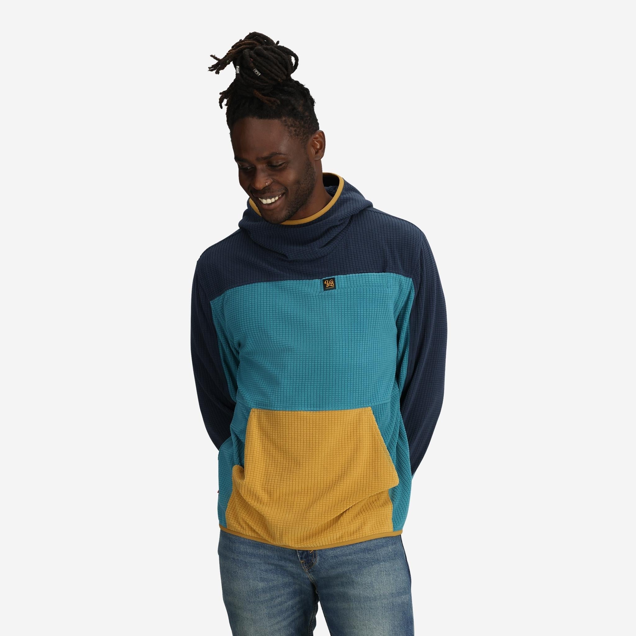 Unisex Verve Grid Fleece Hoodie in Lake - FINAL SALE
