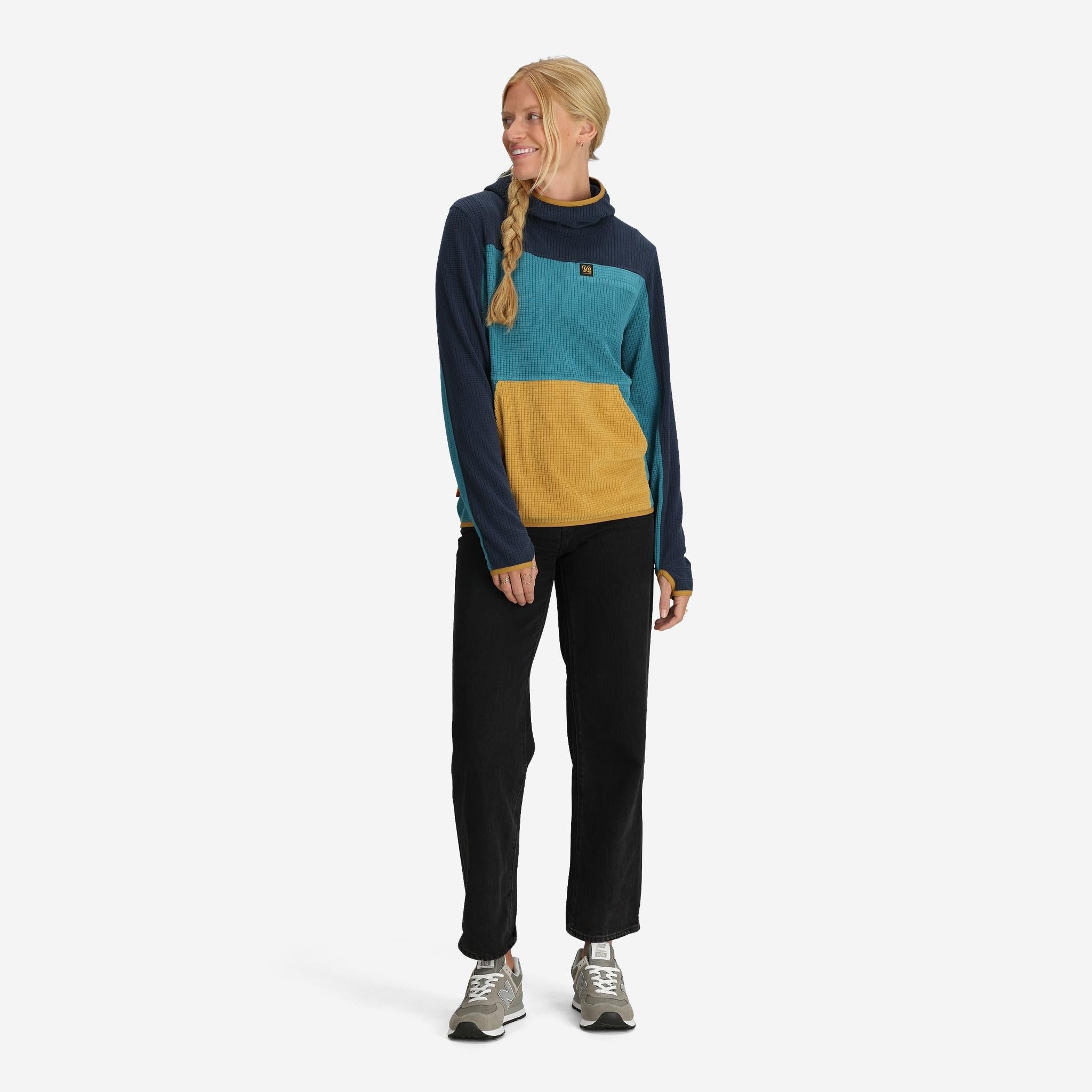 Unisex Verve Grid Fleece Hoodie in Lake - FINAL SALE