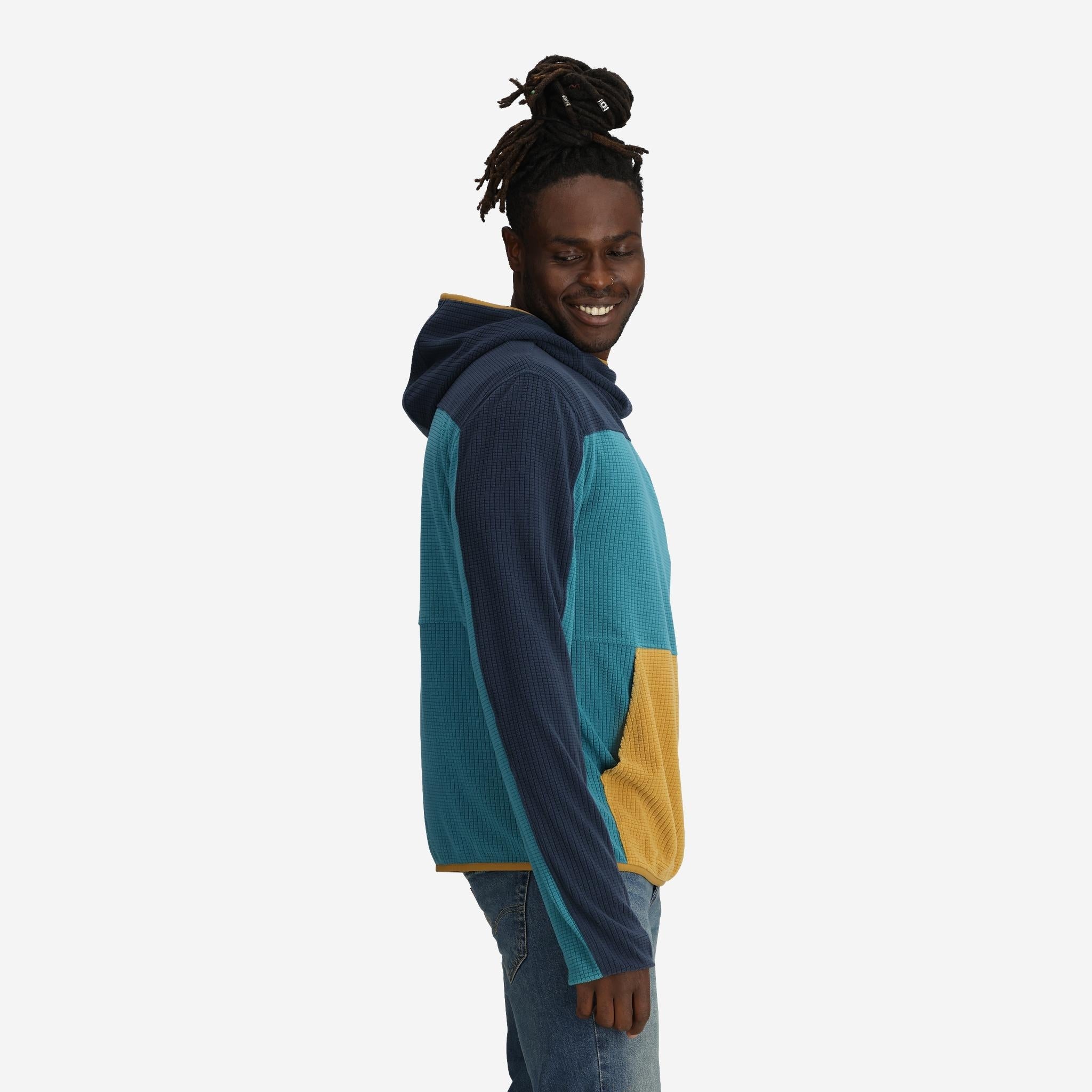 Unisex Verve Grid Fleece Hoodie in Lake - FINAL SALE