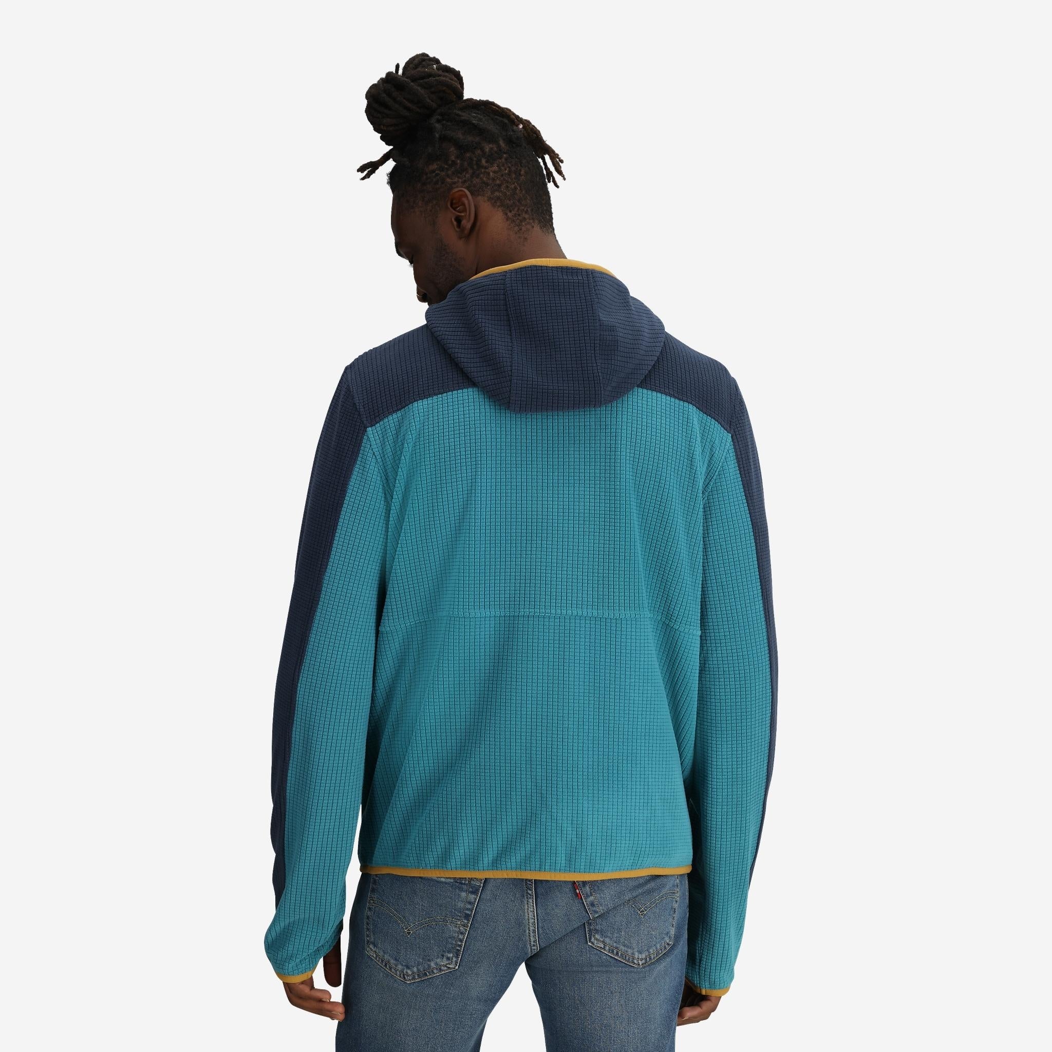 Unisex Verve Grid Fleece Hoodie in Lake - FINAL SALE