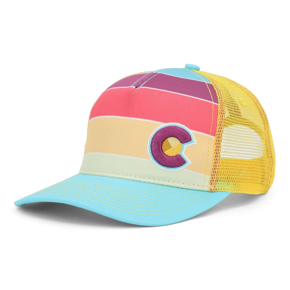 Yo Colorado Sunkissed Fader Trucker Hat NWT Pink Yellow Adult Cap Ballcap COLORADO SUNSET FADER TRUCKER HAT main image 3