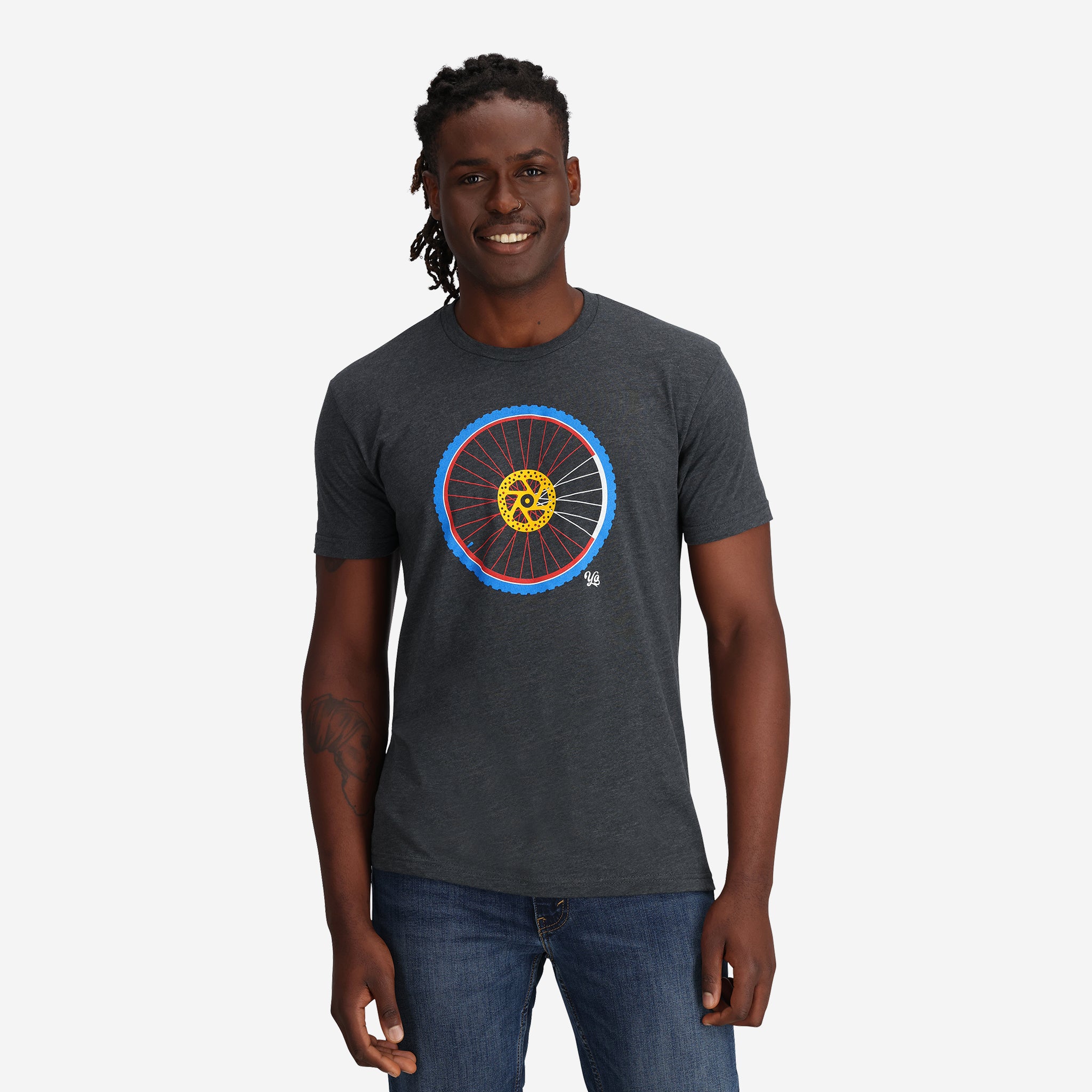 mountainbike shirts YoColorado Mountain Bike Wheel T-Shirt Gray L