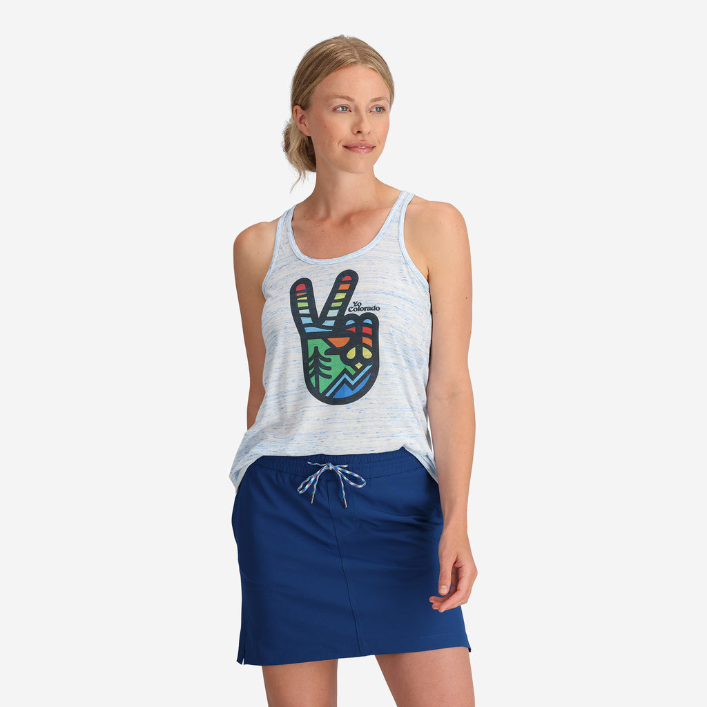 Women's Peace Sign Colorado Light Blue Special Flowy Racerback Tank To