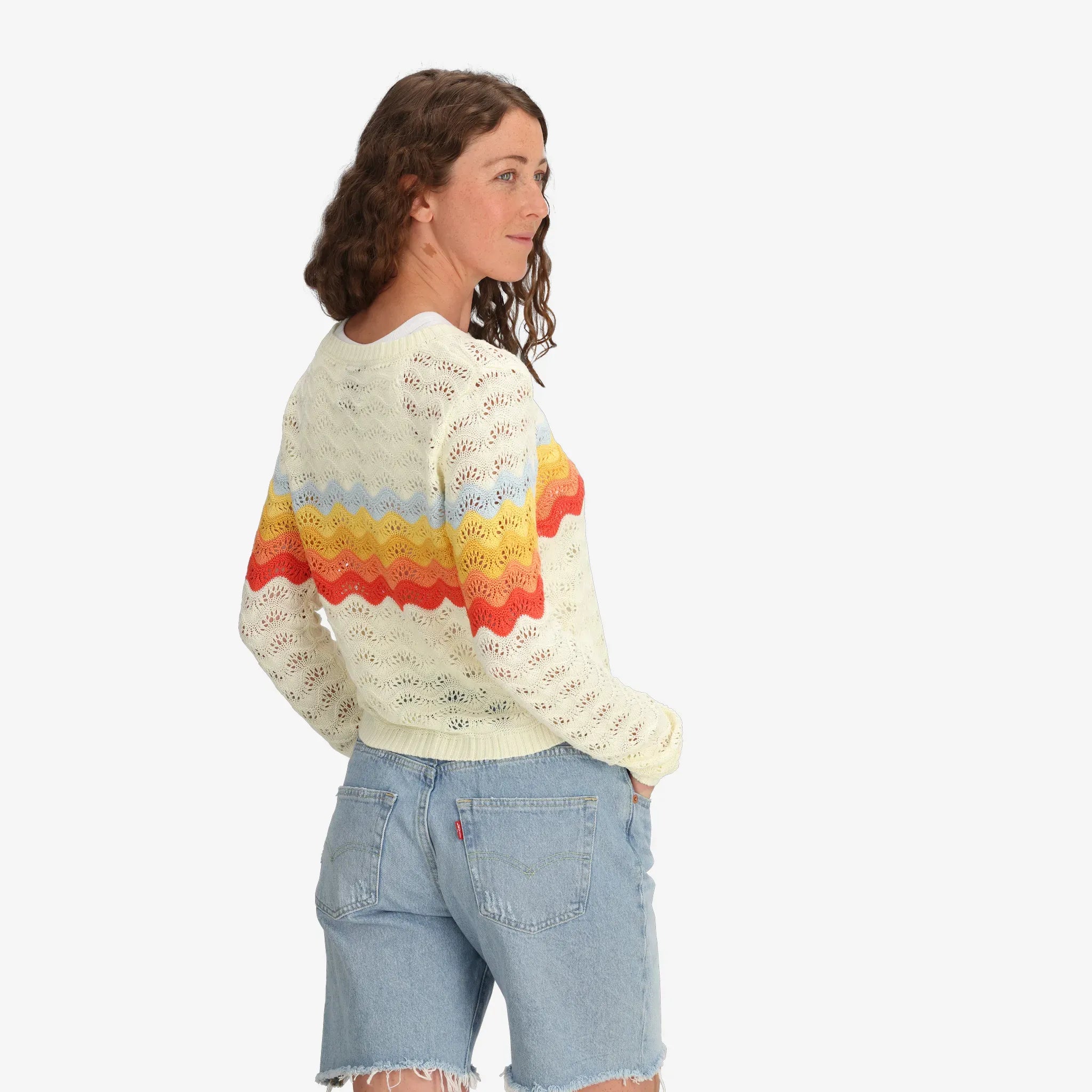 Women's SunLoop Open-Knit Sweater in Sunset