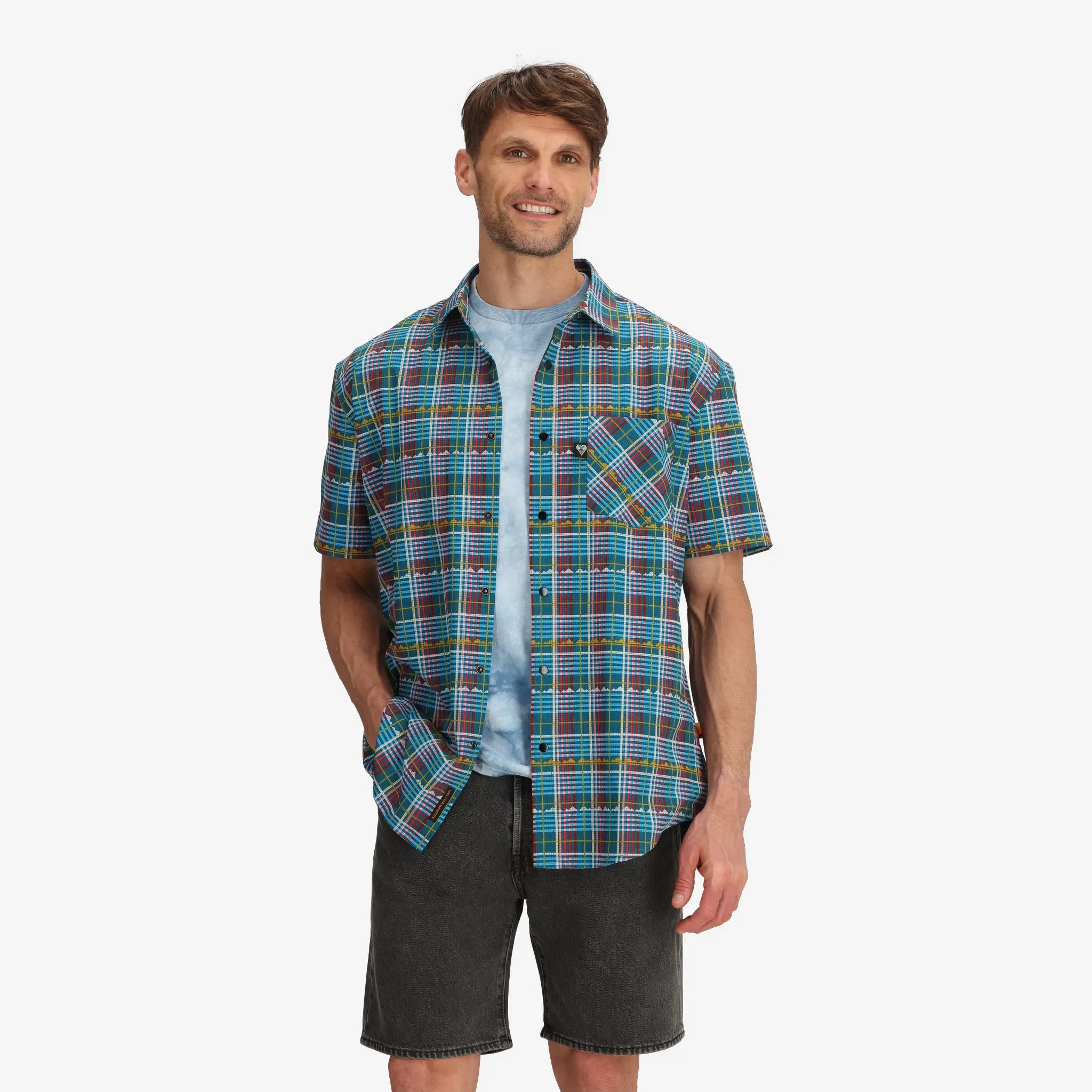 Men's Enduro Open Hearts Plaid Tech Shirt - RECYCLED