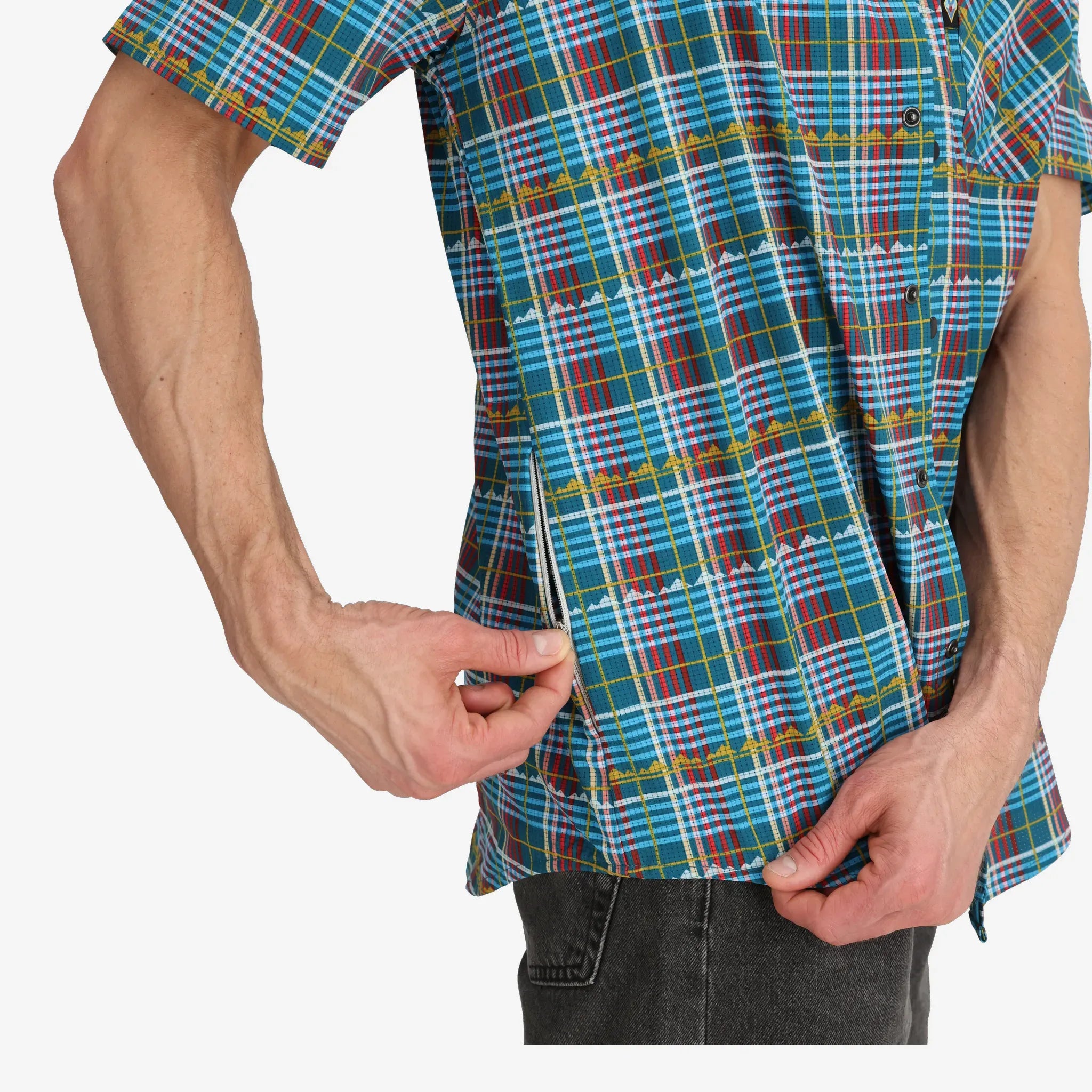 Men's Enduro Open Hearts Plaid Tech Shirt - RECYCLED