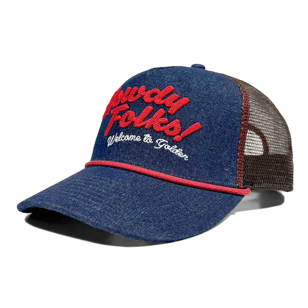 Howdy Golden Denim Trucker Hat