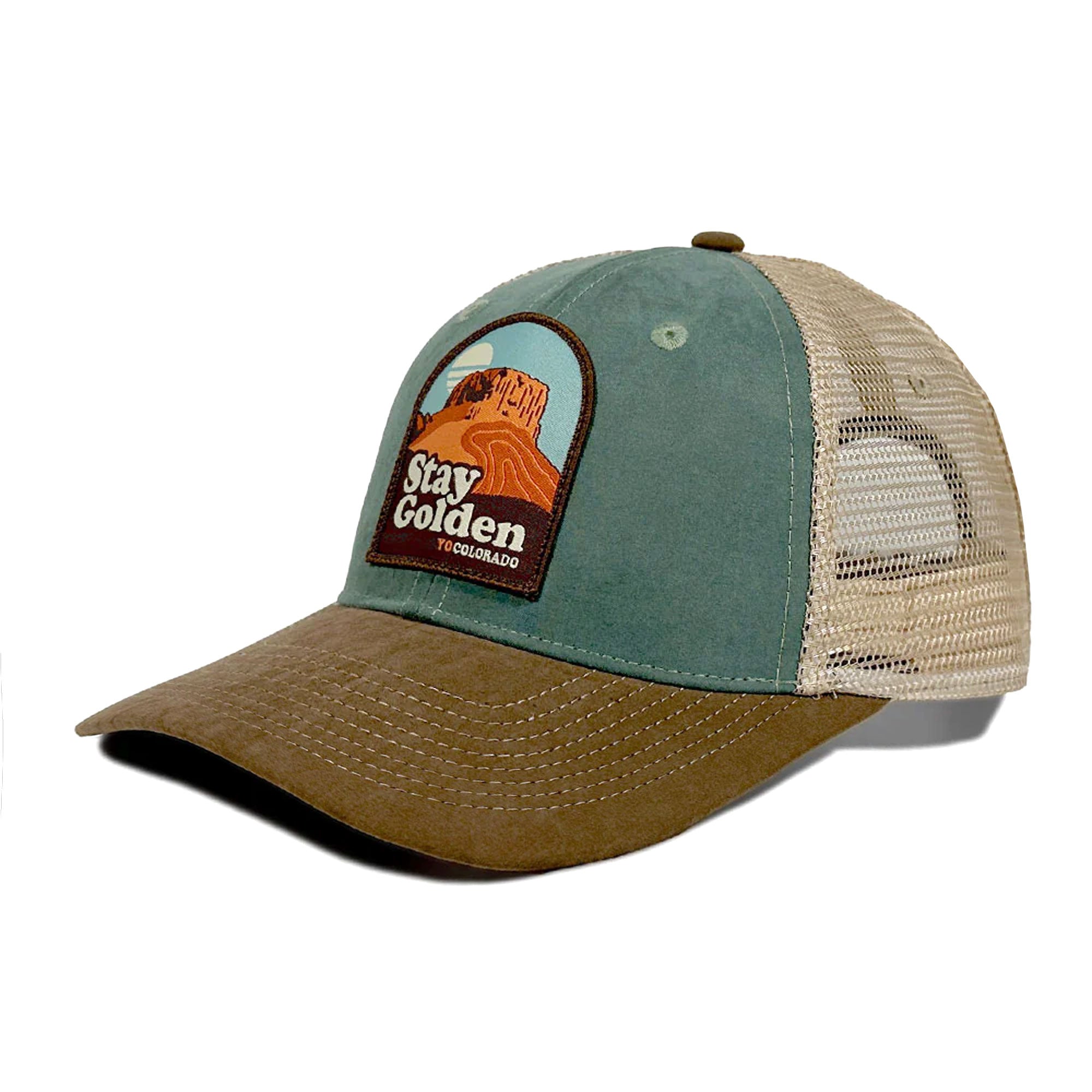 Stay Golden Steel Blue Trucker Hat