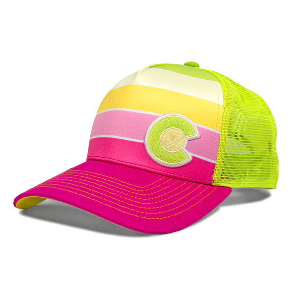 Yo Colorado Sunkissed Fader Trucker Hat NWT Pink Yellow Adult Cap Ballcap COLORADO SUNSET FADER TRUCKER HAT main image 4